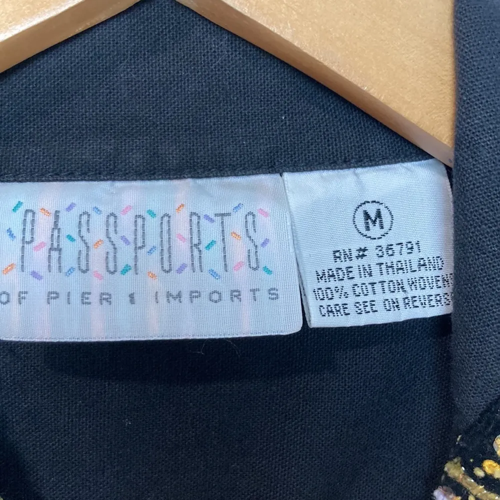 Passports of Pier 1 Imports: Vtg Black Jacket with Padded Elephant Patches sz M Size M - Image 5