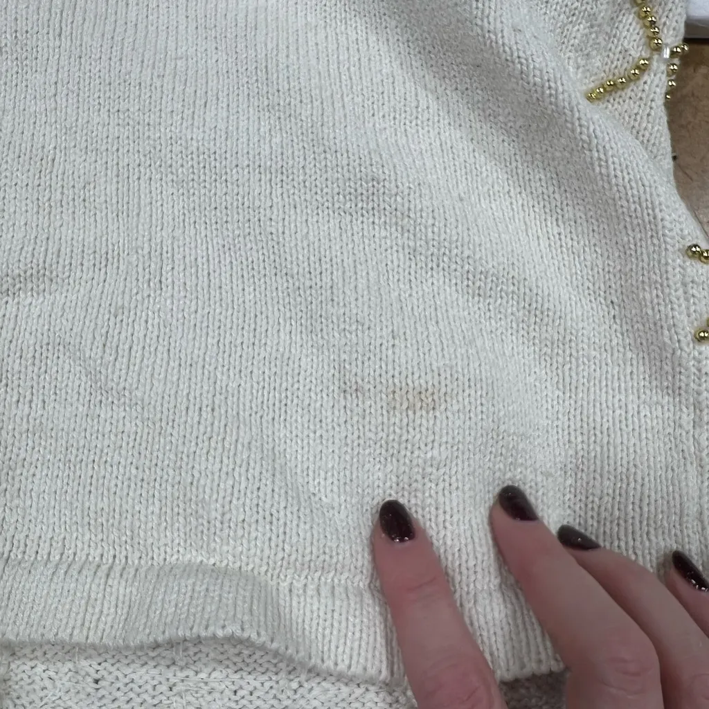 Claudia D. Vintage Beaded Vest XL White - Image 13