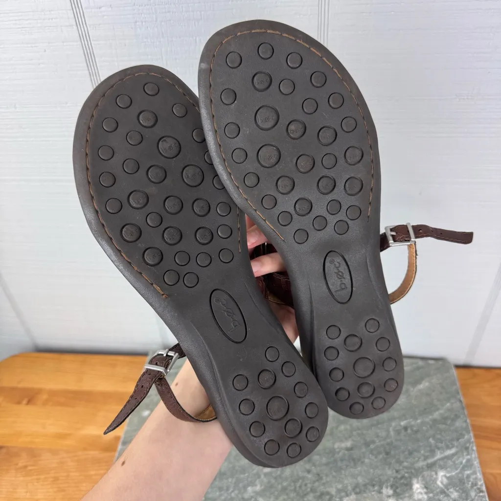 Born B.O.C Magdalena Faux Leather Embossed Floral Strappy Slingback Sandals 10 Brown - Image 6