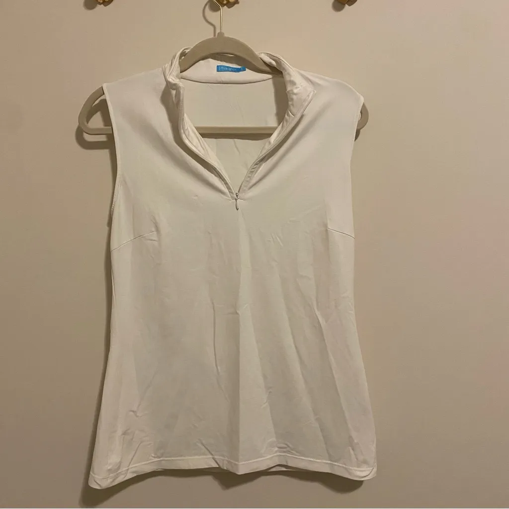 J. McLaughlin White Zipper Front Golf Tank size Small - Image 2