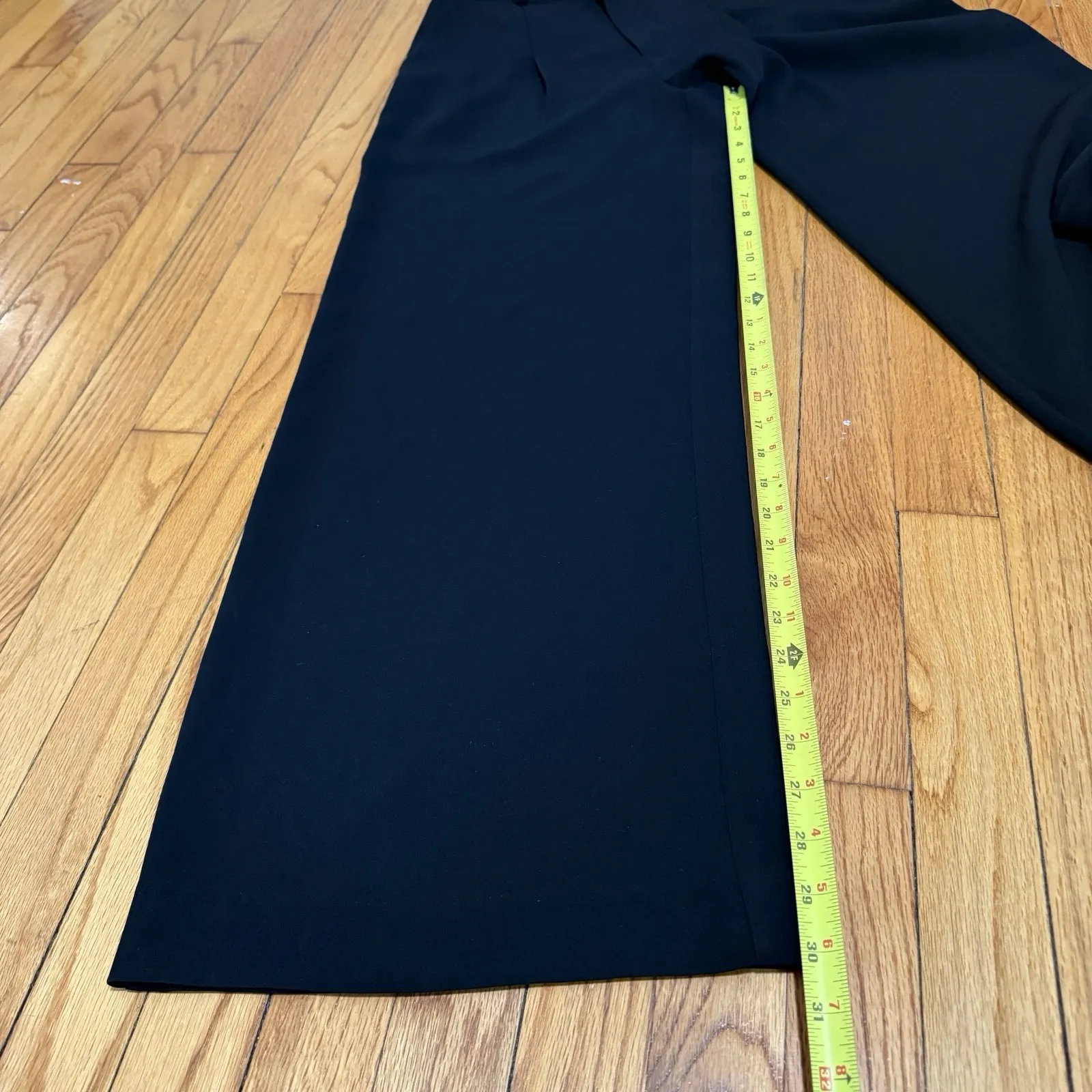 Cinq a Sept Rhinestone Chain Genna Black Crepe Wide Leg Pant Size 2 - Image 10