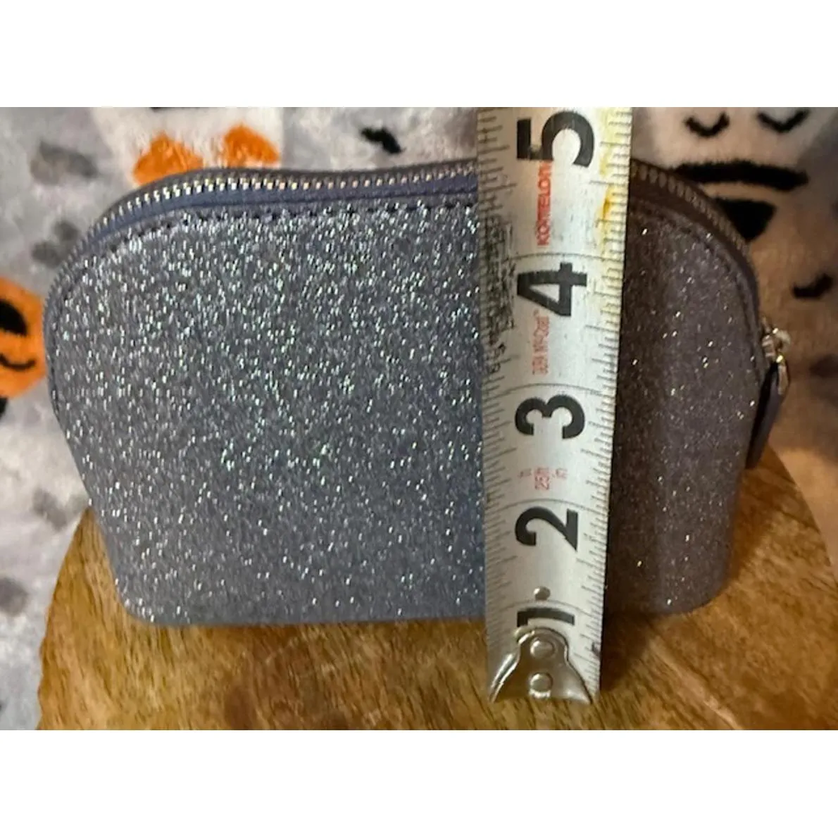 Kate Spade Lola Glitter Cosmetic Bag Dusk Navy Small Dome NWT - Image 5