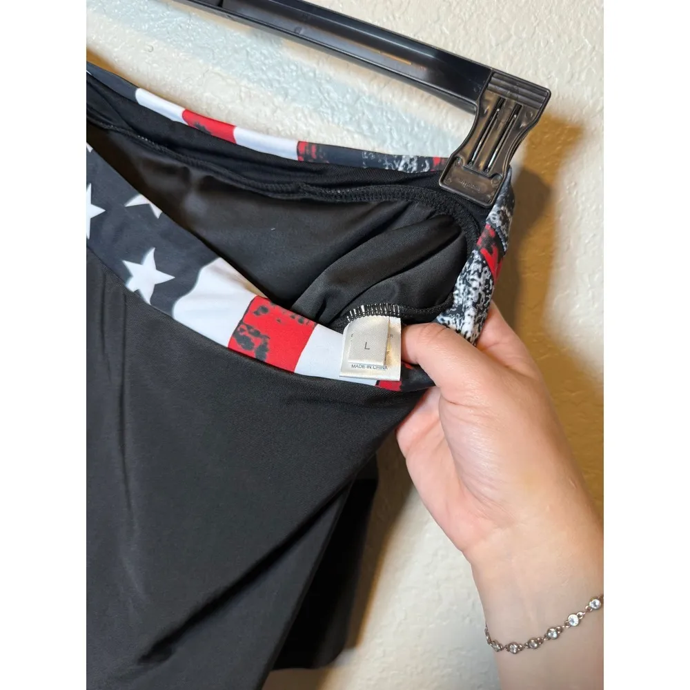 American Flag 2 Piece Swimsuit Skirt Set Womens Patriotic Stars & Stripes Sz L - Image 8
