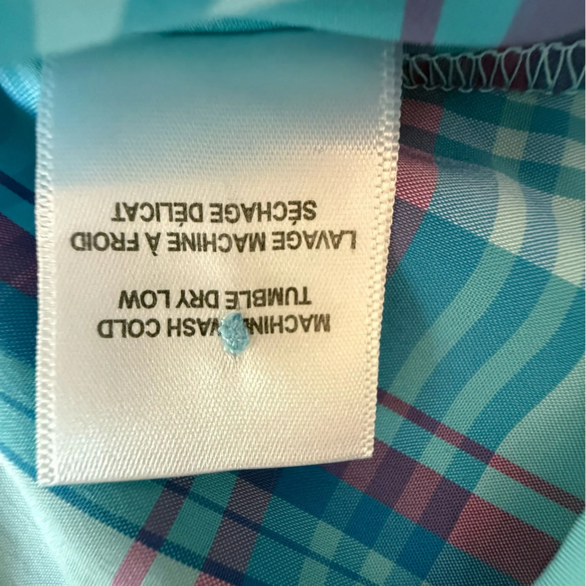 KUHL Women’s Plaid Button Up Short Sleeve Hiking Shirt Blue White Purple Medium - Image 9