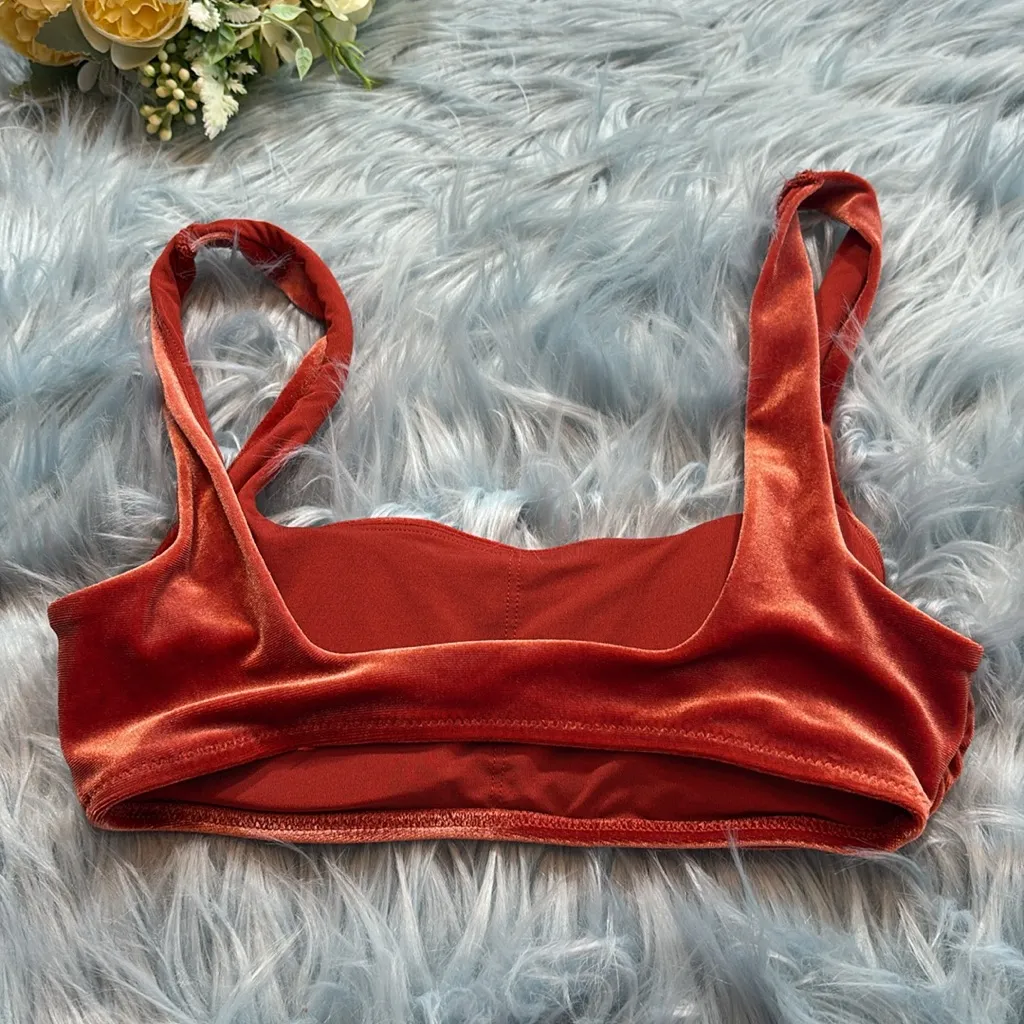 Aerie Burnt Orange Velvet Bralette sz XS - Image 4