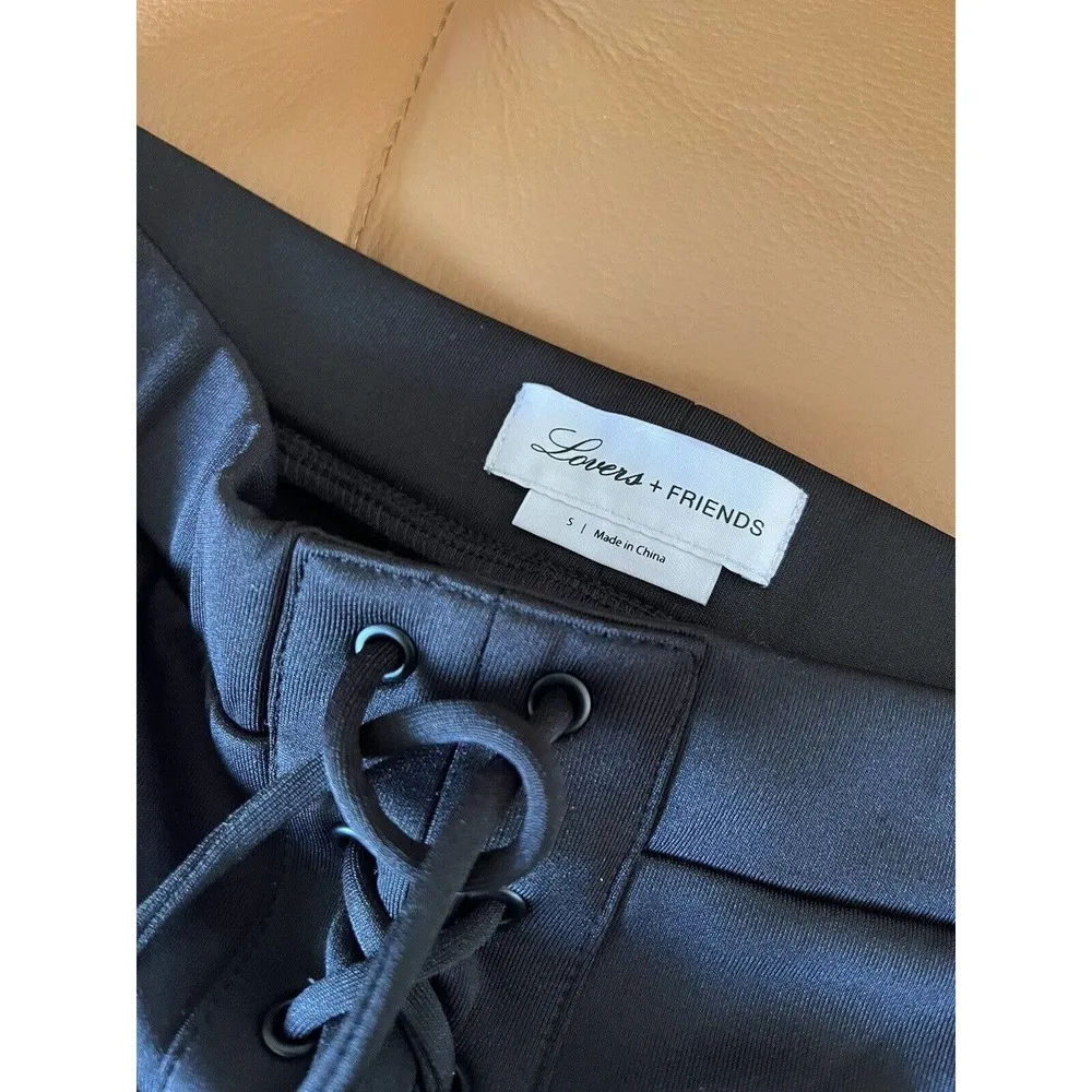 Lovers + Friends Johnny Joggers Black and Fire Red Lace Up Sporty Pants Sz Small - Image 8