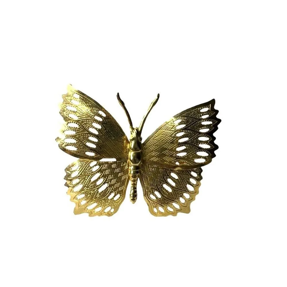 Vintage Butterfly Brooch Pin Delicate Gold Tone - Image 4