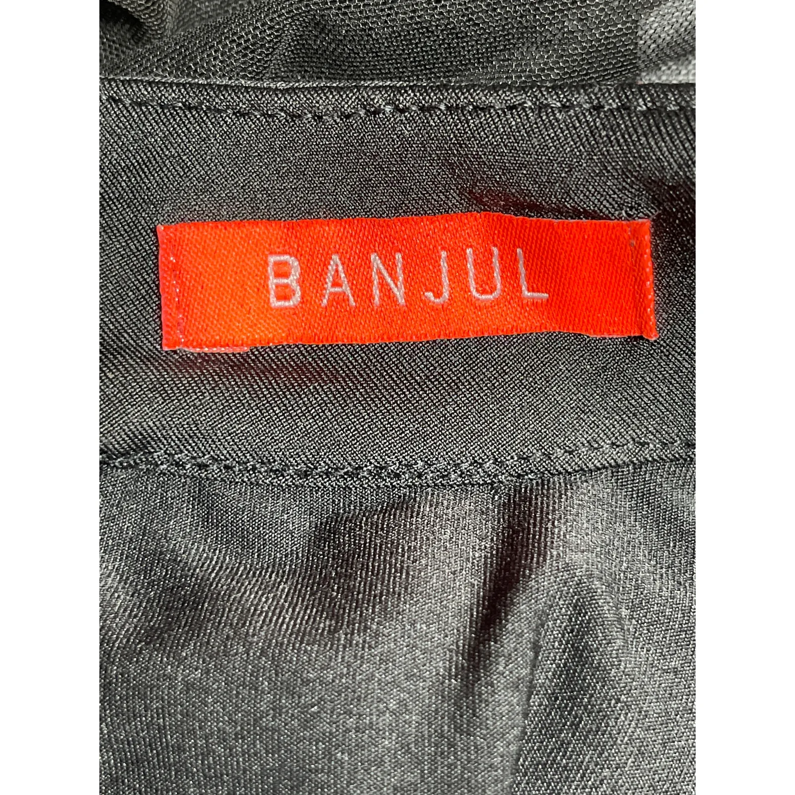 Banjul Black Geometric Stud Sheer Mock Neck Long Sleeve Bodycon Bodysuit Top S - Image 4