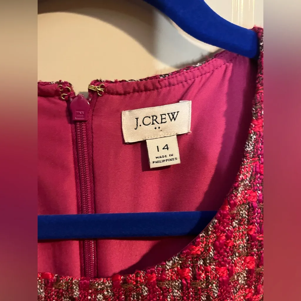 J.Crew Pink Tweed Sleeveless Sheath Dress Size 14 Like New - Image 3