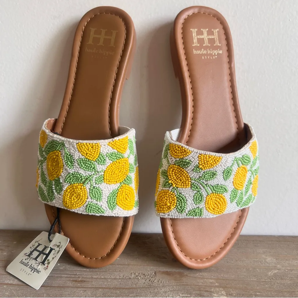 Haute Hippie Lemon Beaded Women's Sandal Size 7.5 #B1956 - Image 7
