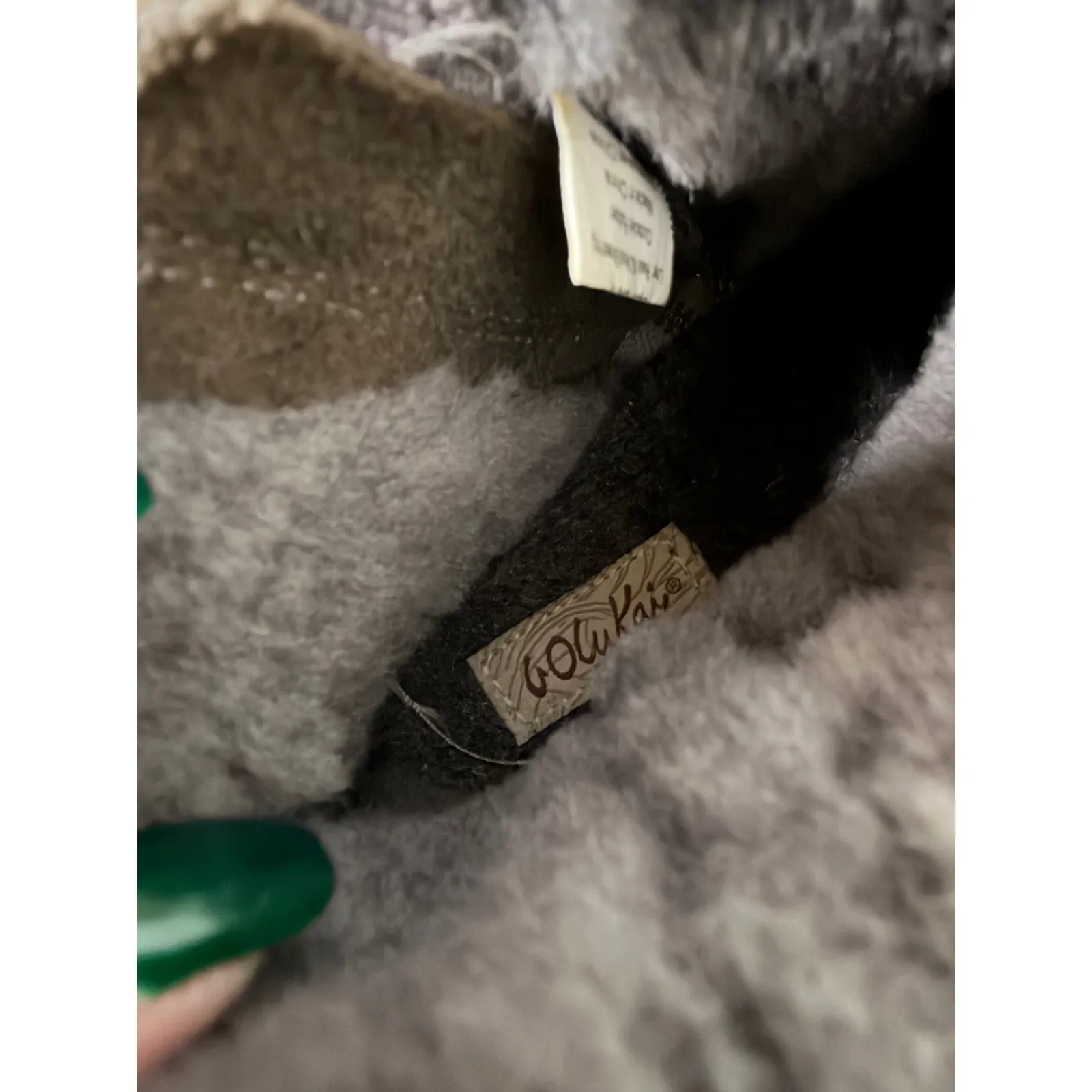 OLUKAI WOOL SHEARLING LINED ANKLE BOOTIE BOOTS PEHUEA HULU SIZE 7 Black & Grey Gray - Image 7