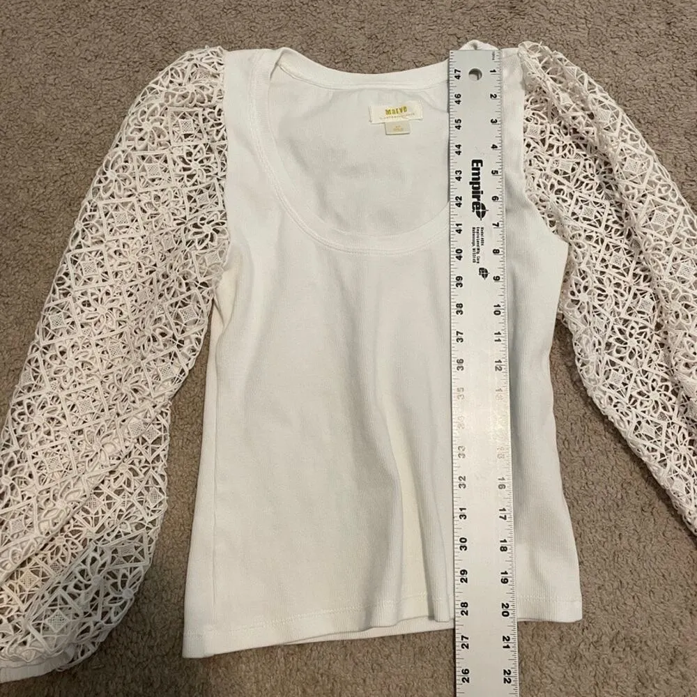 Anthropologie Maeve small ivory lace puff sleeve top TB 1914 - Image 4