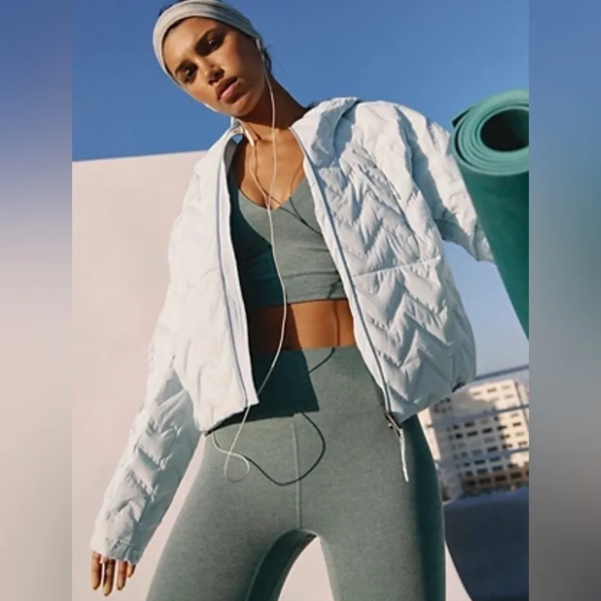 Free People Gettin Lost Light Blue Arctic Snow Puffer Jacket Medium - Image 2