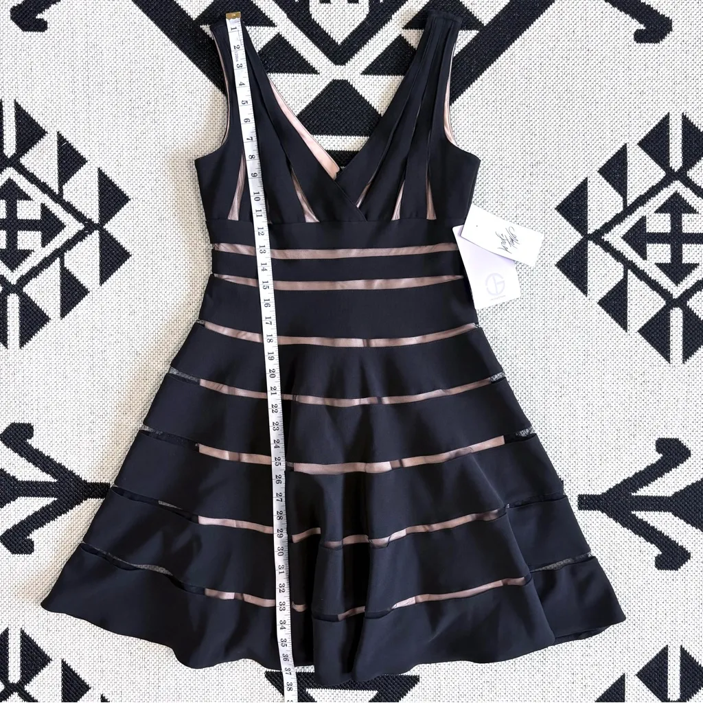 JS Collections Ottoman Illusions Fit and Flare Mini Dress in Black Size 8 - Image 12