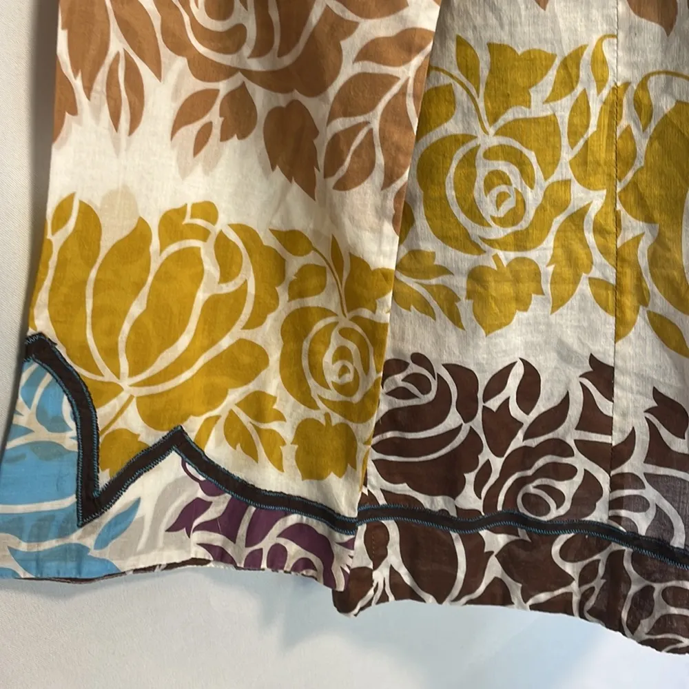 BCBG floral cotton embroidered v neck long sleeve boho swim coverup - Image 3