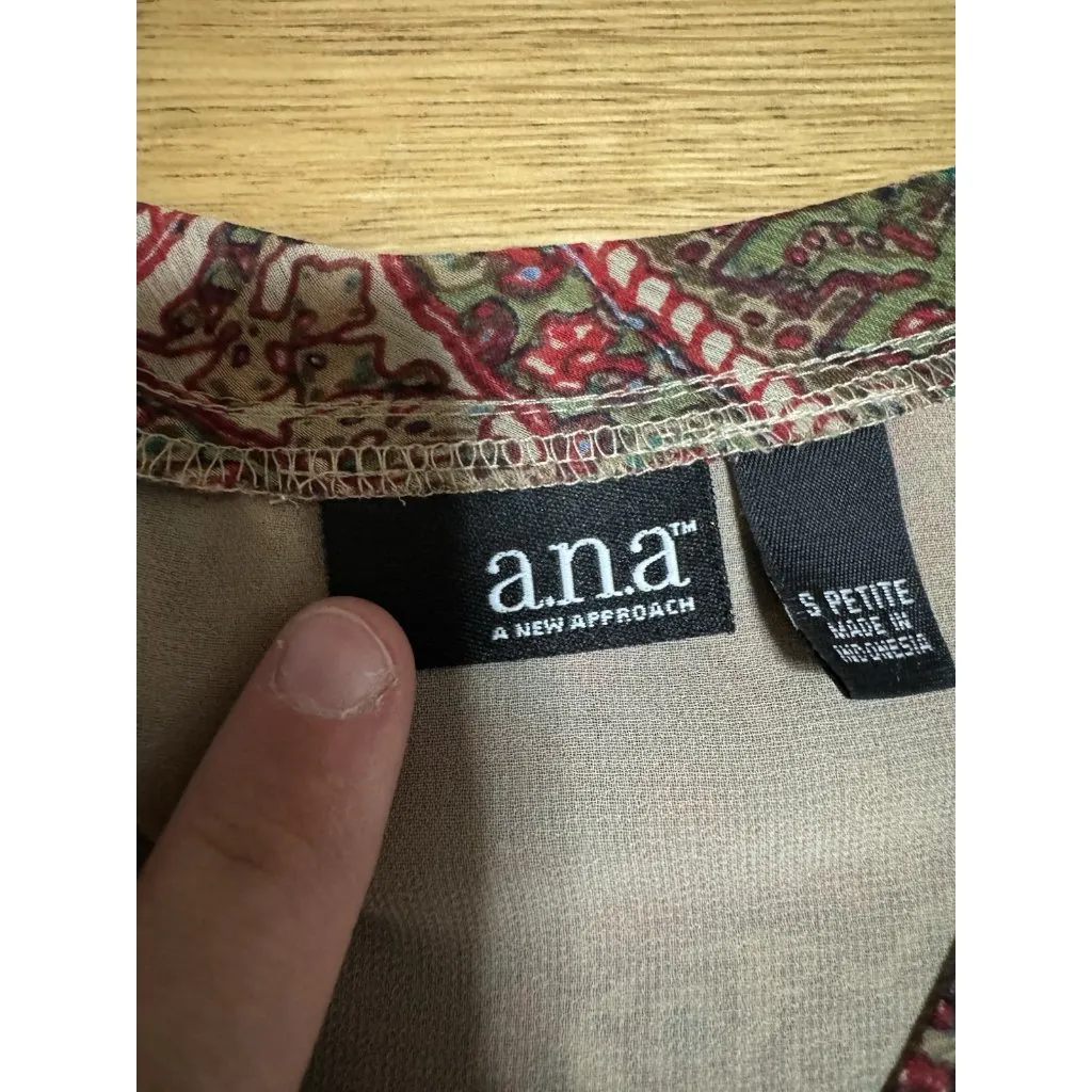 Ana A New Approach Women‎ Sleeveless Tank Top Size S Petite Paisley Light Zipper - Image 3