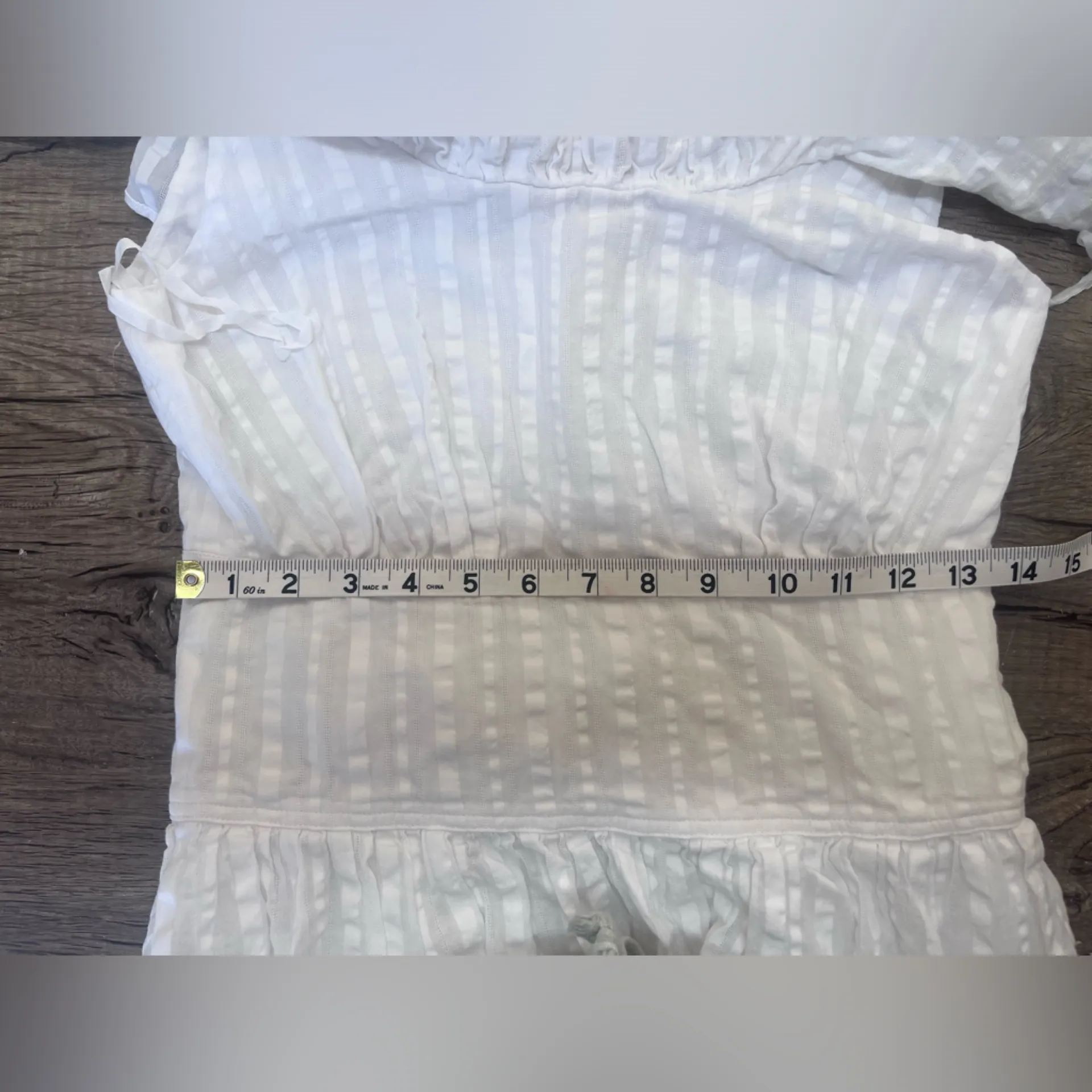 TORY‎ BURCH White Tonal Stripe Cotton Seersucker Dress Size 4 - Image 7