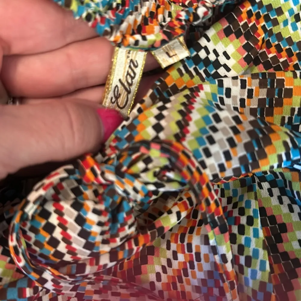 Elan strapless unlined maxi dress elastic shirred back ties around neck Large - Image 3