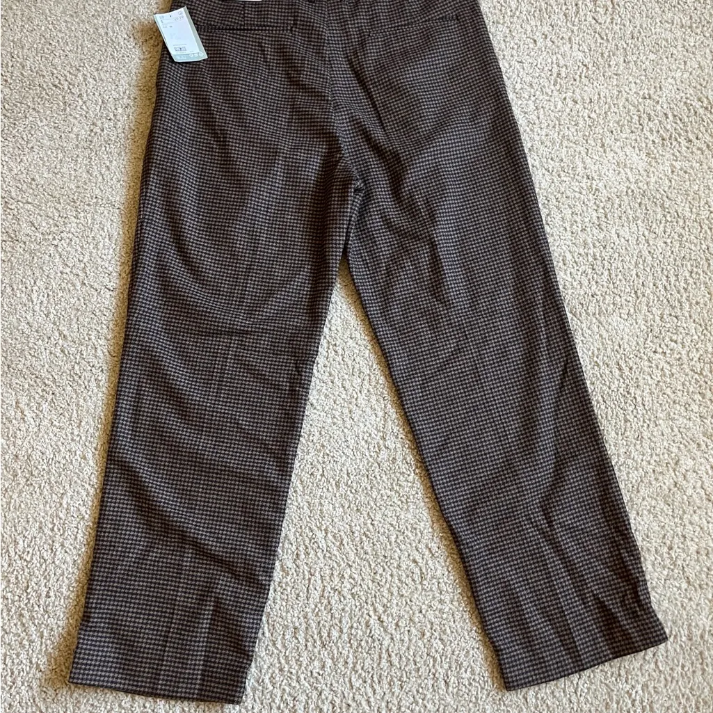 H&M Women’s Brown Houndstooth Trousers Size‎ US 38 Relaxed Fit Office Style - Image 5