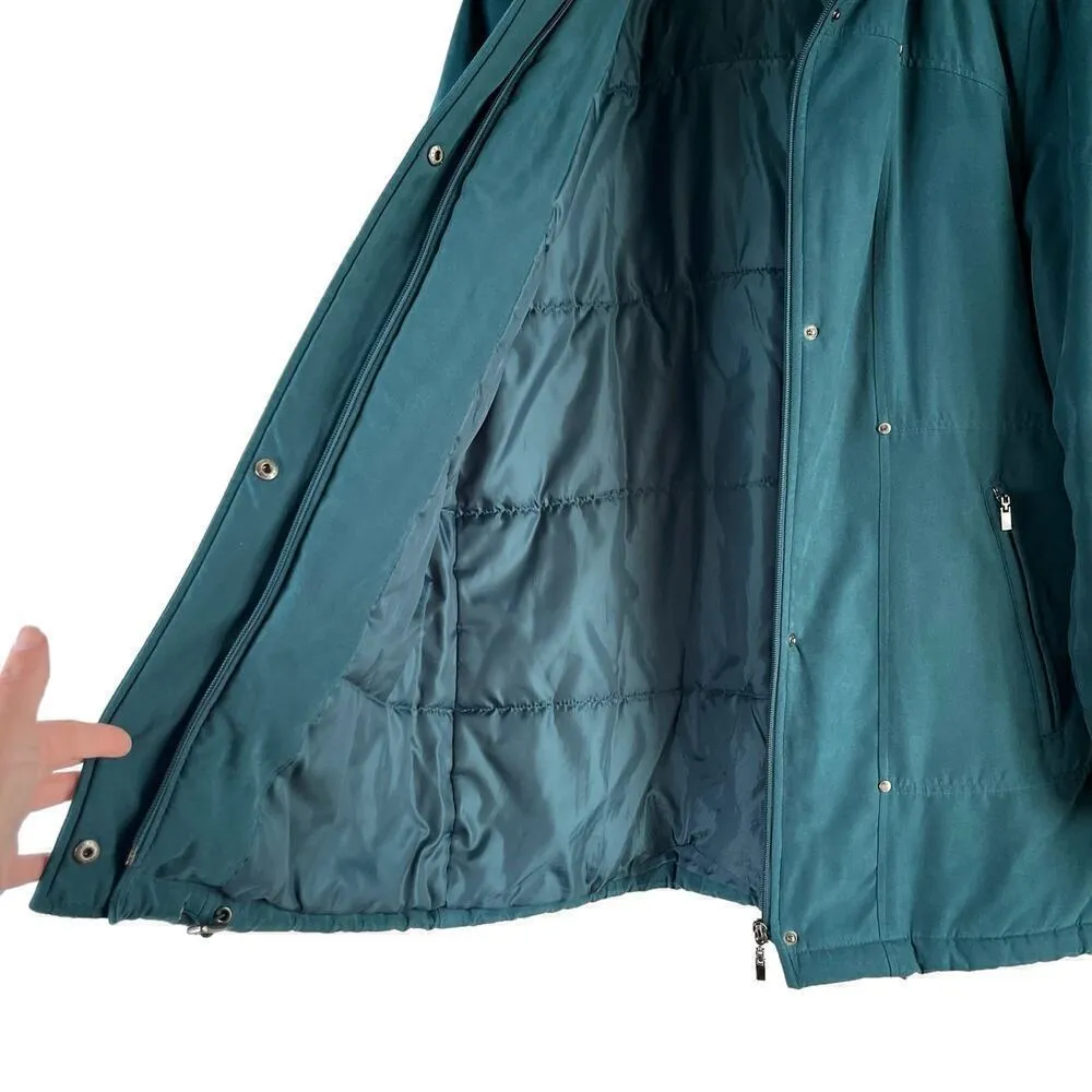Forecaster of Boston Vintage Puffer‎ Coat Jacket Removable Hood Full Zip Teal, S Green - Image 8