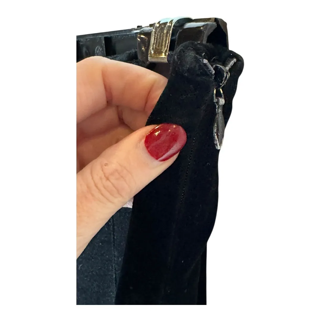 Piazza Sempione Pants Women 10 Black Velvet Pants High Rise Holiday Career Goth‎ - Image 6