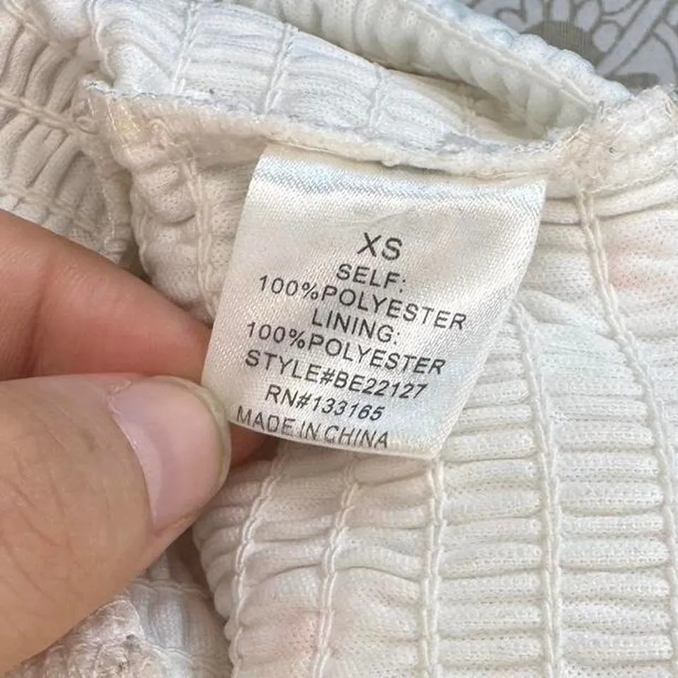 Altar'd State White Daisy Embroidered Mesh Puff Sleeve Smocked Top Women's XS - Image 5