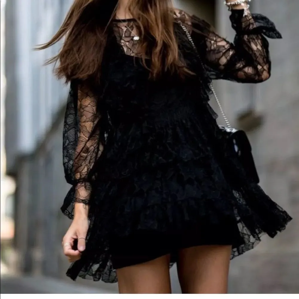 ✨ Zara black lace dress with frills✨ - Image 11
