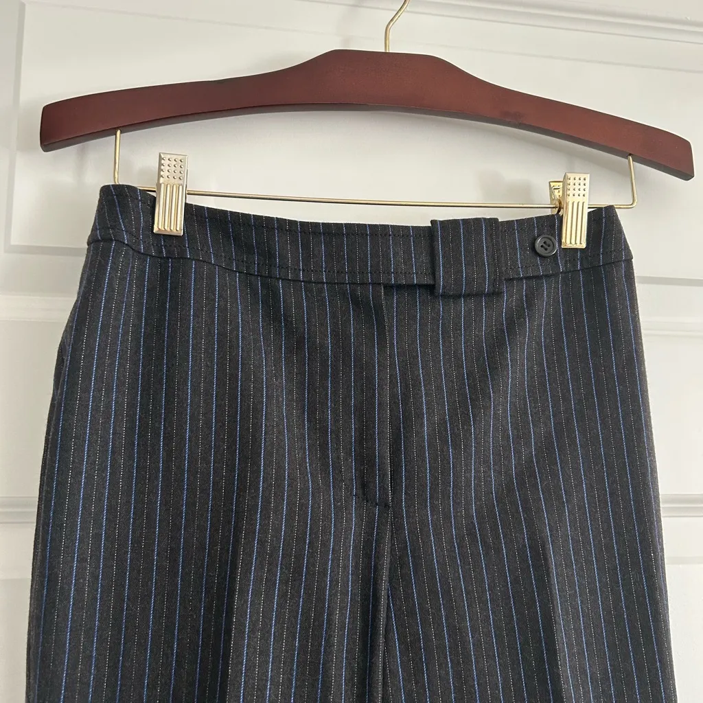 Carlisle Pinstripe Wool Trousers Black Blue Size 0 - Image 2