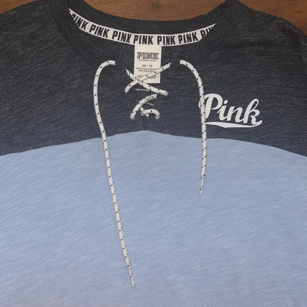 Lace up pink Victoria secret sweatshirt. - Image 2