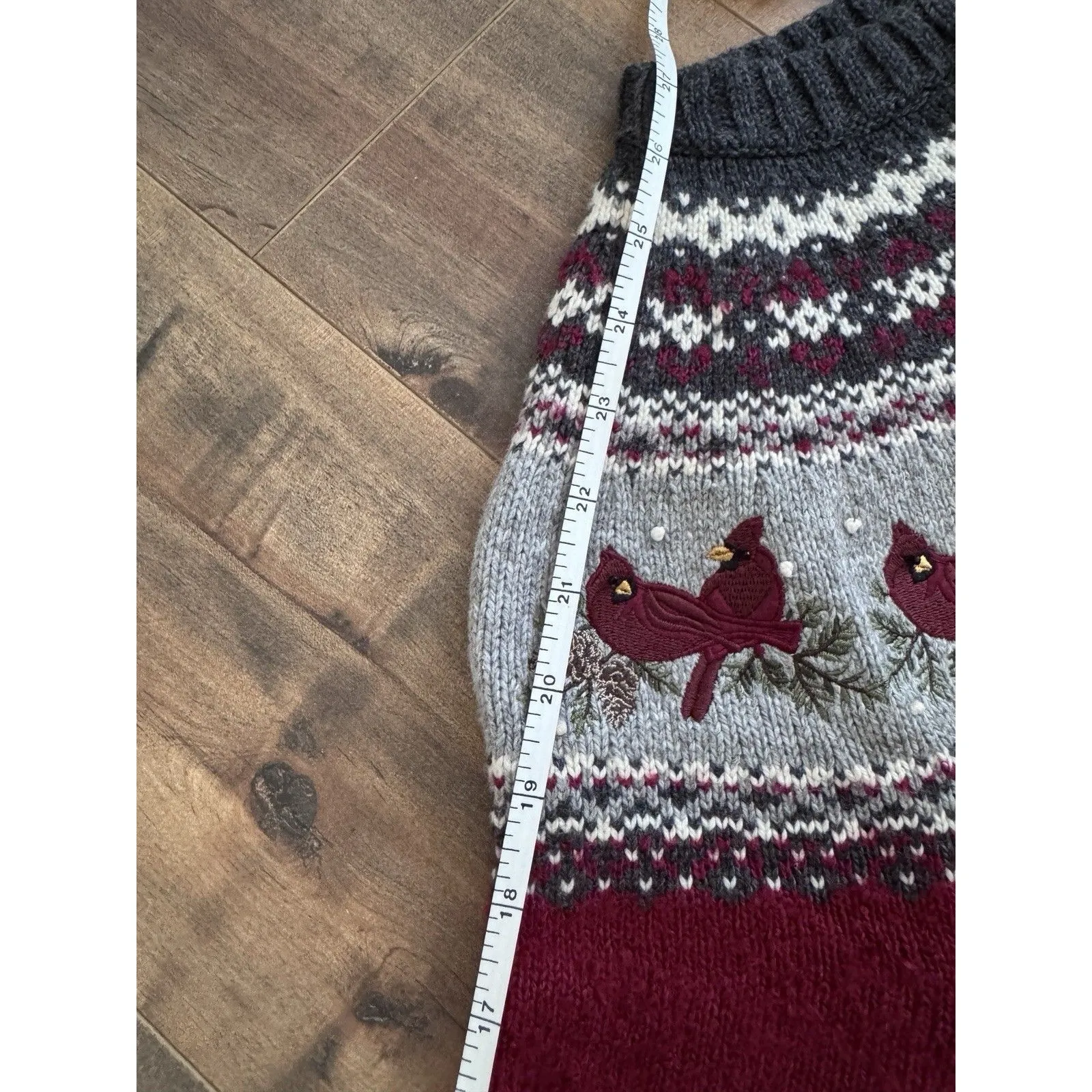 Vintage Croft & Barrow Silk  Zip Up Cardinal Sweater Embroidered Size Small Red - Image 11