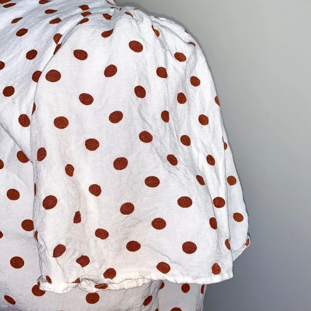 Orange Creek  Brown Polka Dot Linen Top - Image 4