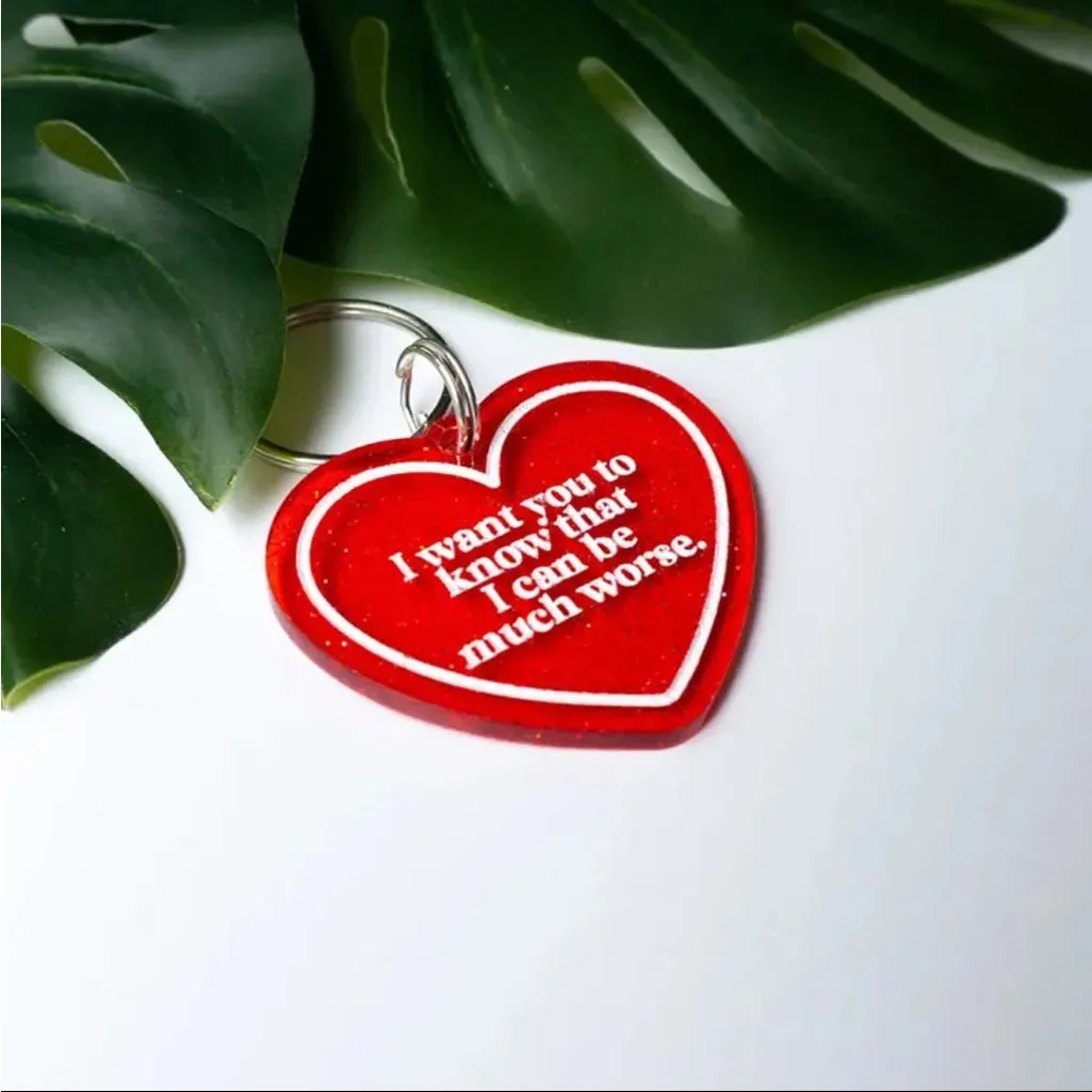 Red Heart Keychain Funny Sarcastic Quote Gift NWT - Image 2
