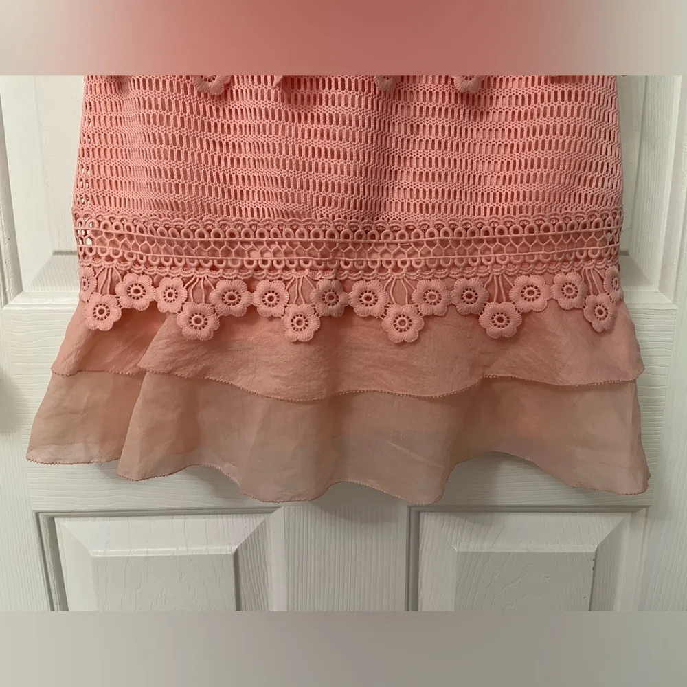 Self-Portrait Pink Lace Floral Flounce Mini Dress - Size US 2- NWT - Image 4