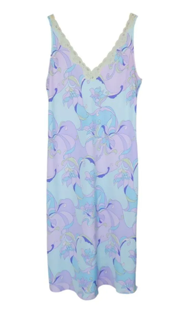 Vintage 80s Cruz Pastel Psychedelic Floral Dress Purple Size M - Image 3