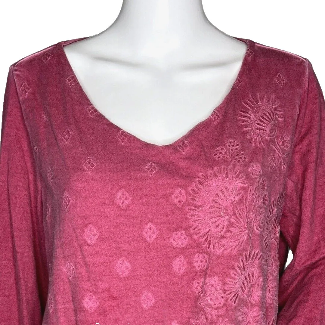 Soft Surroundings Shirt Womens Largre‎ Pink Floral Embroidered Tunic Bohemian - Image 5