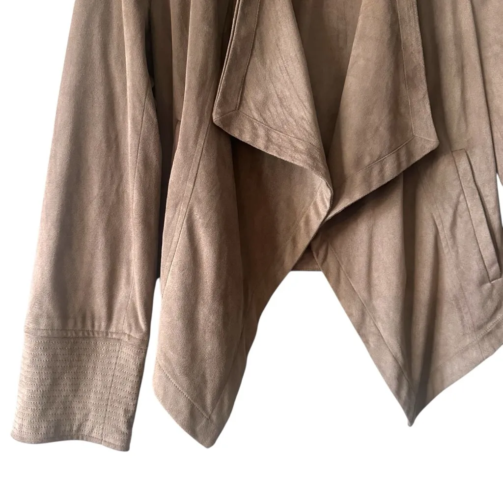 Jack by BB Dakota Faux Suede Taupe Waterfall Jacket S | Cozy Neutral Layer - Image 3