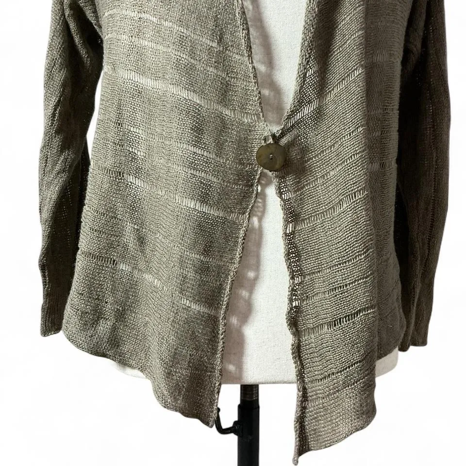 Y2K Womens Brown Knit Cardigan Fairycore Lightweight Coastal Sustainable - Image 3