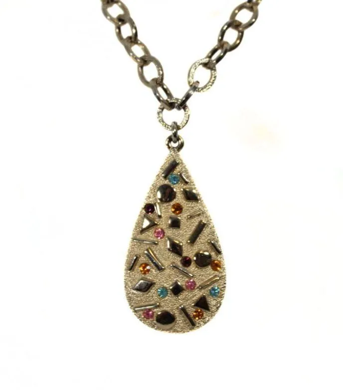 Vintage 1960s Sarah Cov Necklace and Bracelet Set Mod Gold Tone with Rhinestones - Image 2