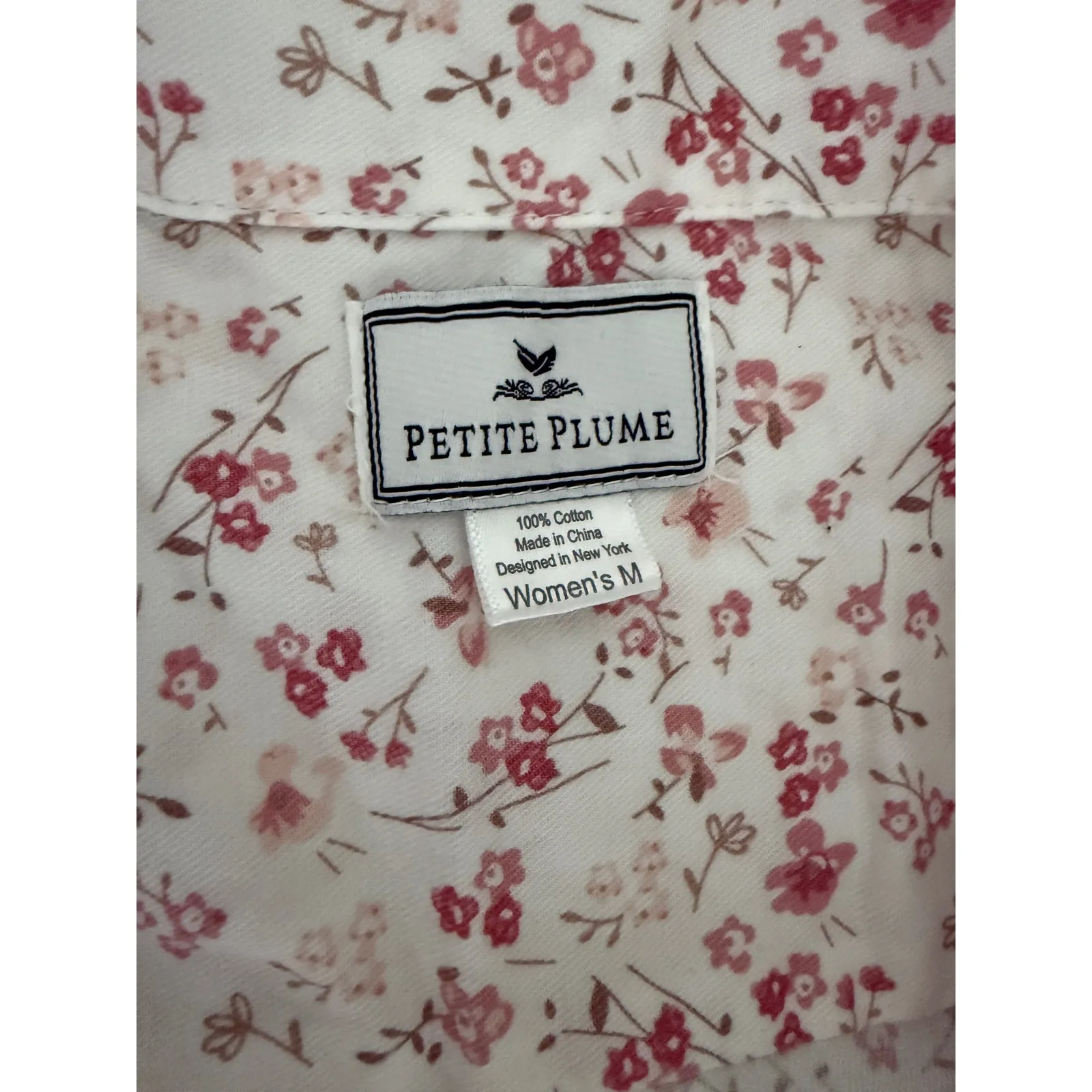 Petite Plume Pink White Floral Cottagecore Button - Image 4