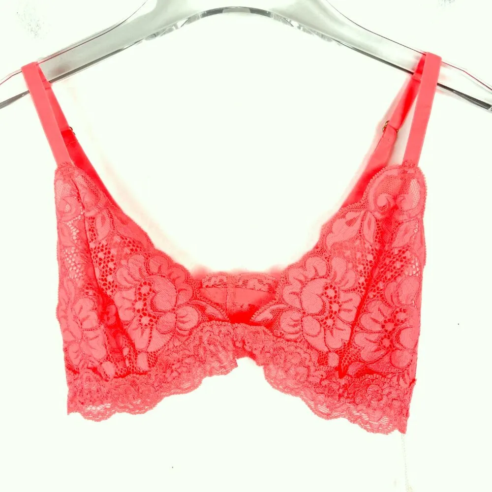 NWT We are HAH x Free People Chi Bralittle Lace Bra Fried Salmon Size XS NEW - Image 2