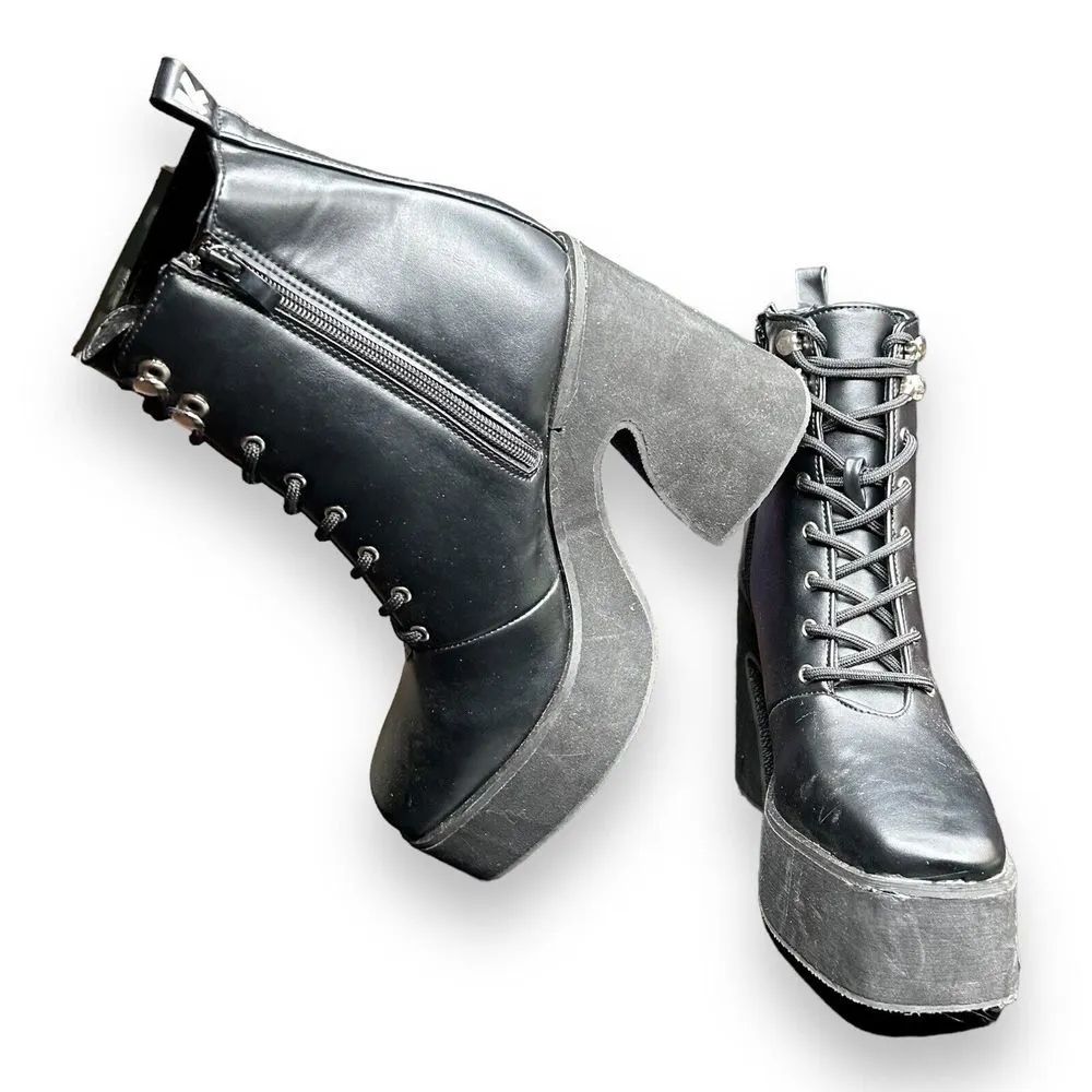 Koi Womens Chunky Platform Lace Up Army‎ Combat Ankle Booties Size 5 EUC - Image 5