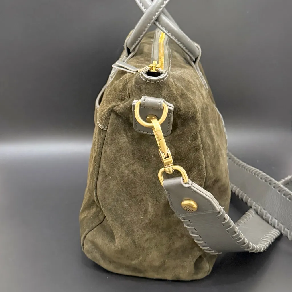 HOBO Shiela Herb Olive Green Suede Leather Medium Satchel Crossbody Bag - Image 6