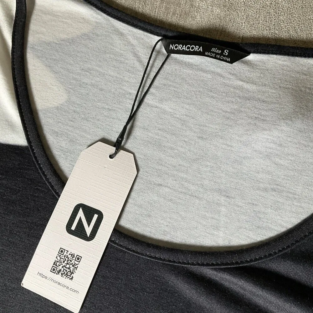 NWT Long MIDI Daisy Short Sleeve Pullover Dress Small Oversized Black - Image 7