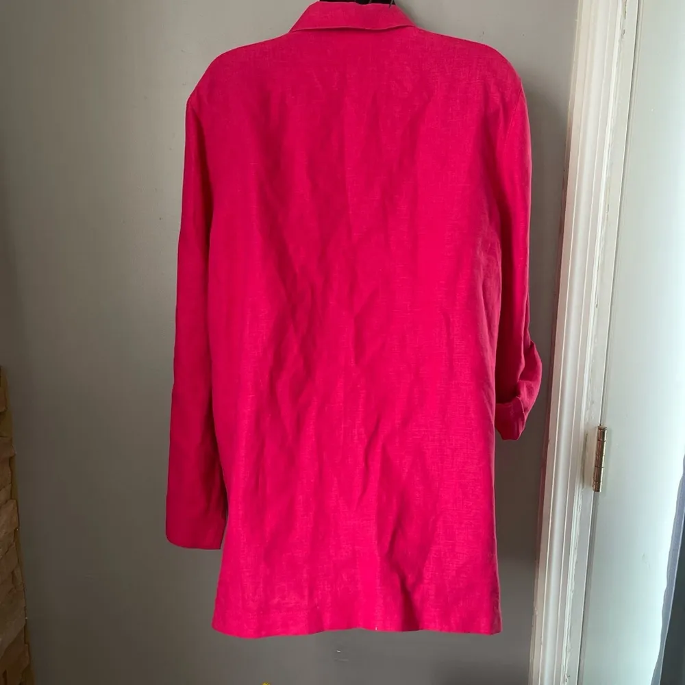 JM Collection Pink Button Down Shirt with Notched Collar and covertible sleeves - Image 4