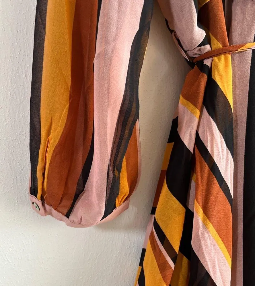City Chic Dress Gold Stripe Multicolored Maxi Sz 22W NWT V Neck Asymmetrical Hem - Image 12