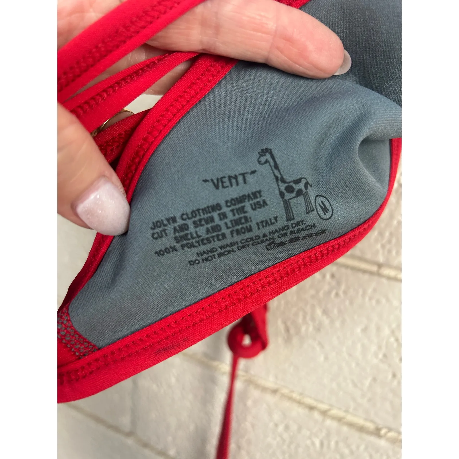 Jolyn  Red Vent Bikini Top size M - Image 6