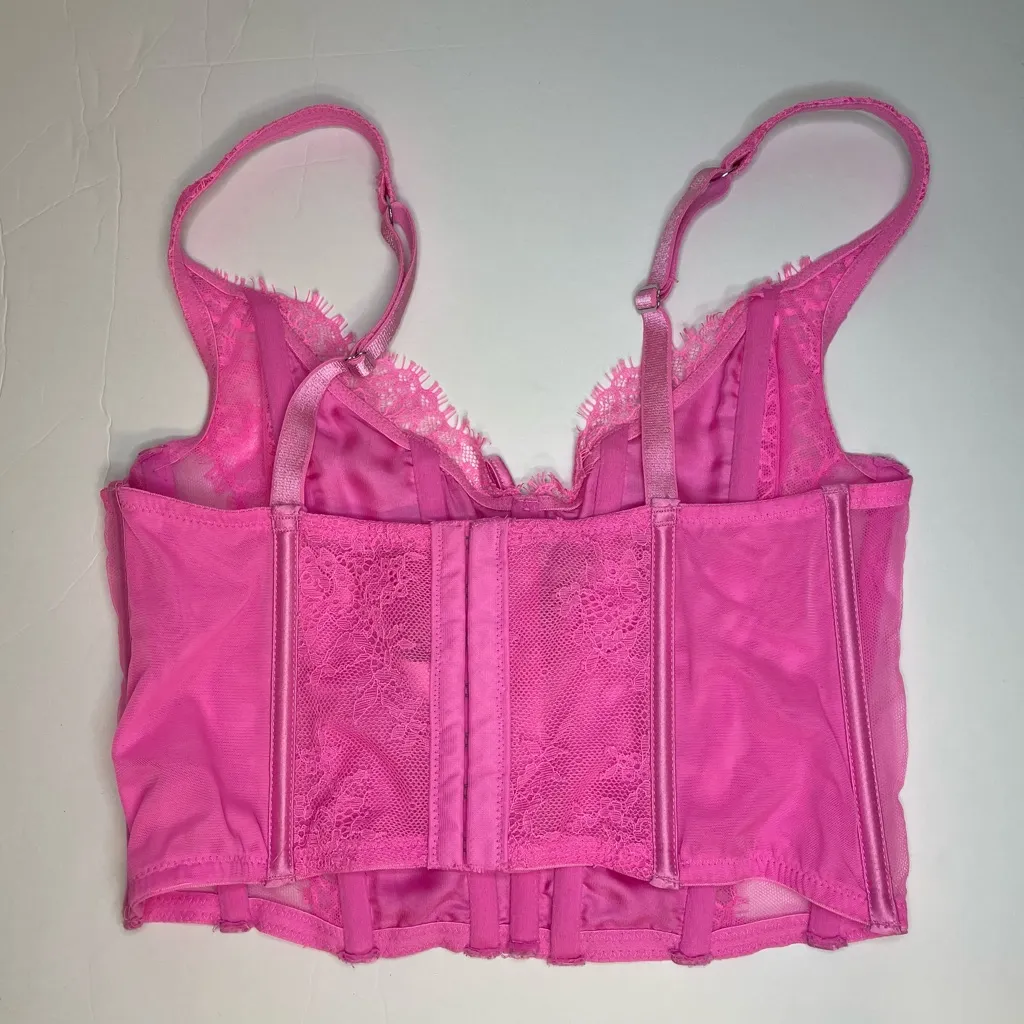 Victoria's Secret Dream Angels Pink Lace Unlined Non Wired Corset Bra Top Size S - Image 7