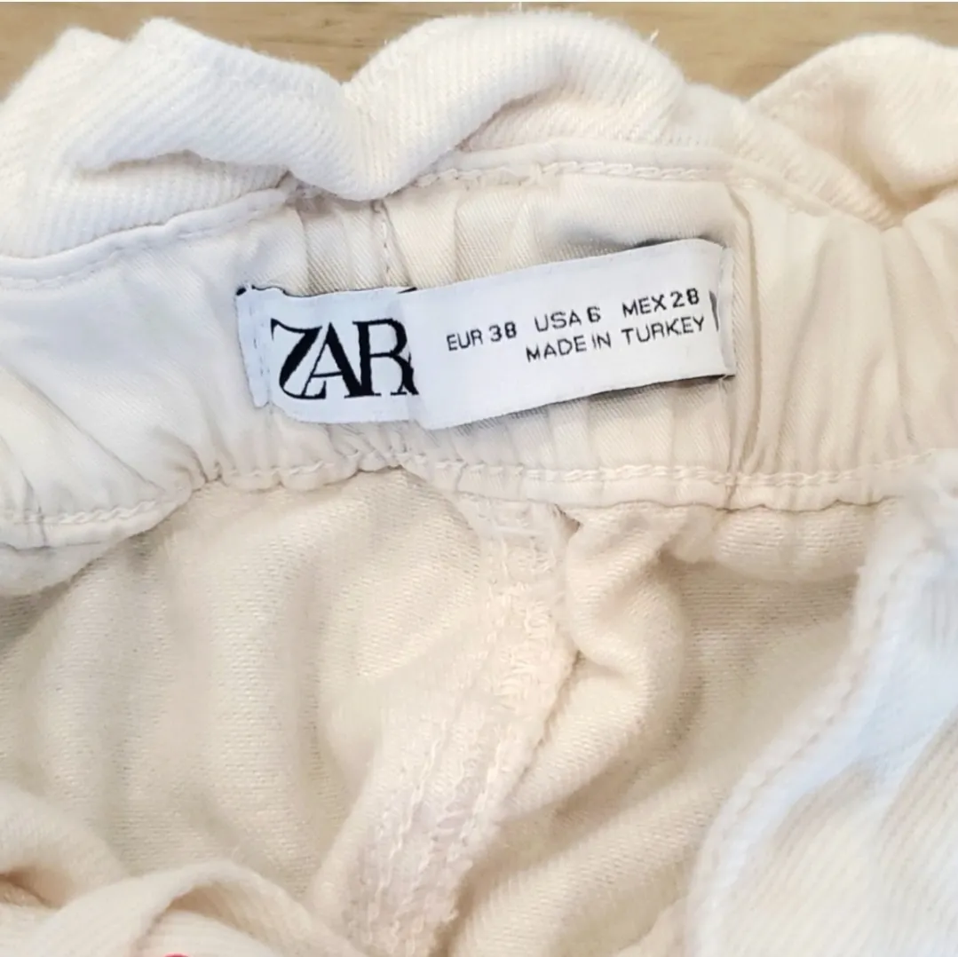 ZARA  White Paperbag High Rise Denim - Image 6