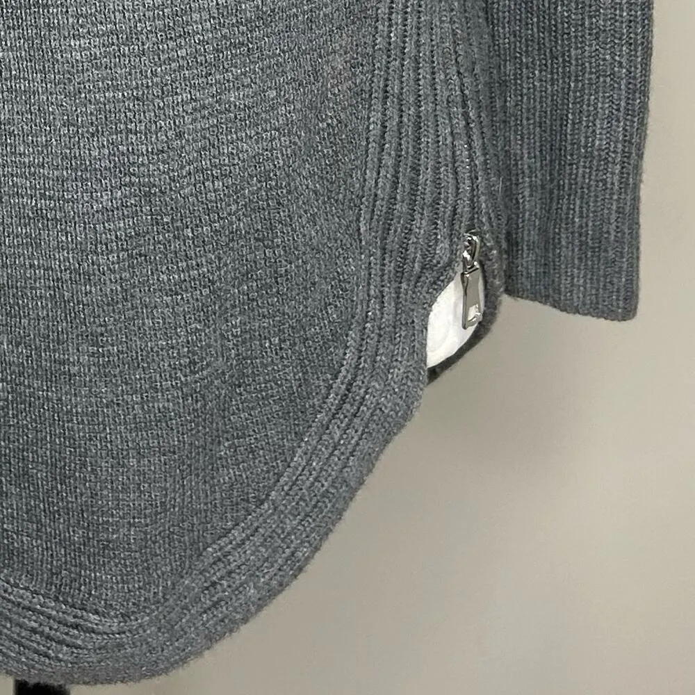 INC Grey Moto Zip Sweater Size PS Gray - Image 2