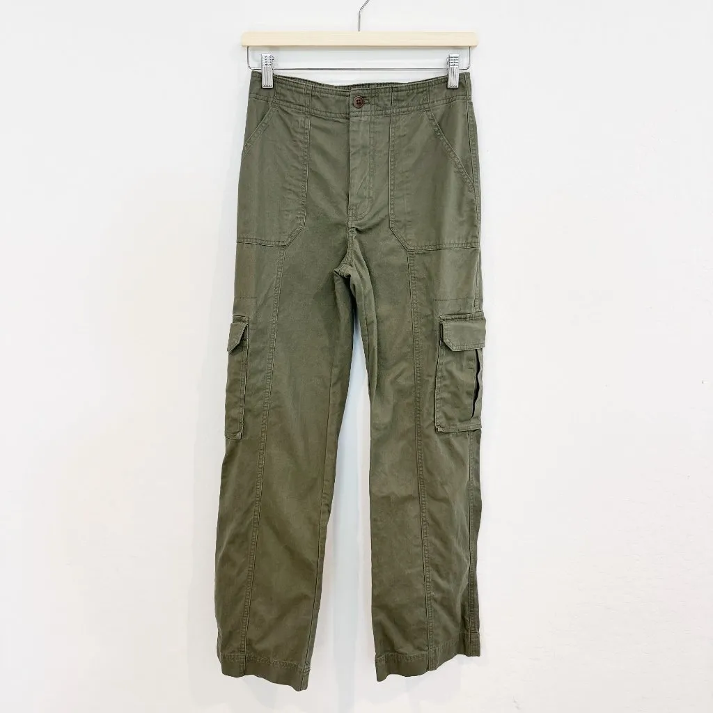 Abercrombie Relaxed Cargo Pants Wide Leg Baggy Grunge High Rise Olive Green 25 - Image 4